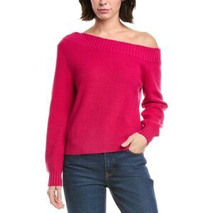 Milly Womens  Off-Shoulder Wool Sweater, Pink